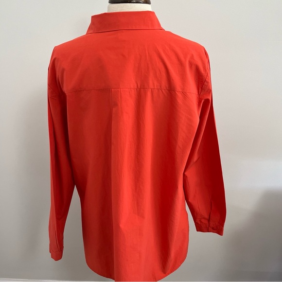 Eileen Fisher Washed Organic Cotton Poplin Classic Collar Shirt - Picture 5 of 7